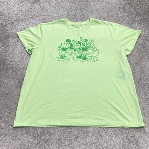 Disney Mickey And Friend Graphic T-Shirt Womens XXL Green Crew Neck Casual Tee